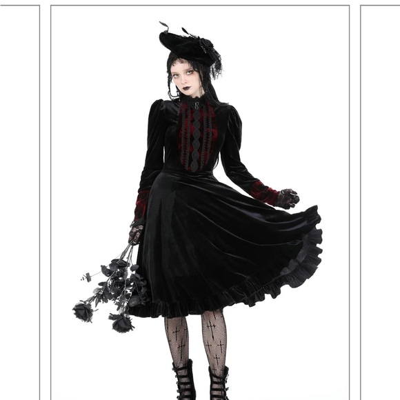 Scarlet Scars Velvet Midi Dress - Picture 1 of 5